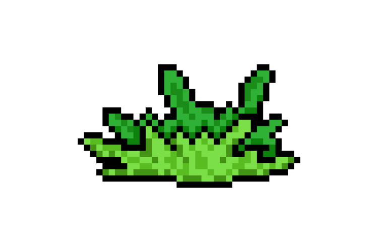 Pixel art nature green bush graphic vector