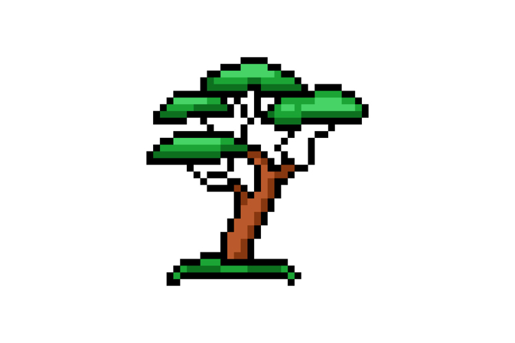 Pixel art nature green tree graphic clipart