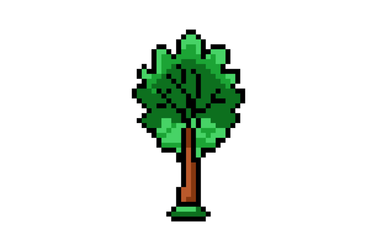Pixel art nature green tree graphic design