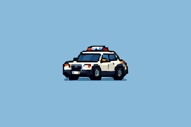 Pixel Art Police Car Design Vector