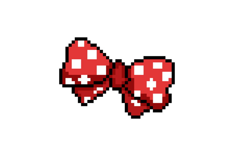 Pixel art polka dot ribbon illustration style design