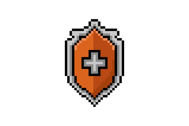 Pixel art protection shield shape object graphic element