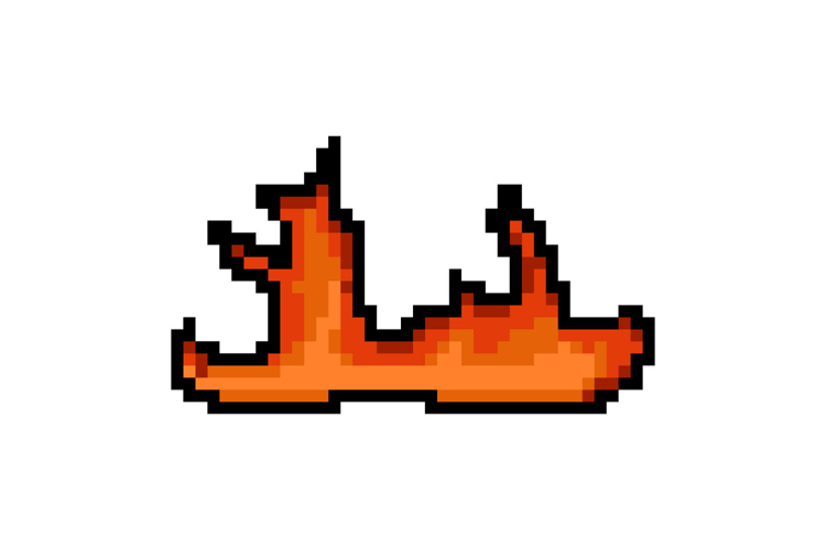 Pixel art red flame and fire game asset graphic