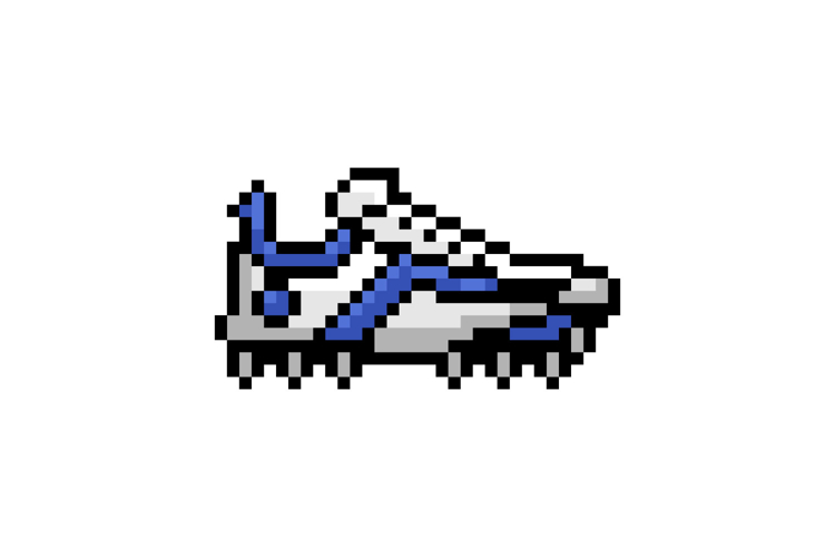 Pixel art soccer shoes graphic design vector
