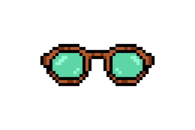 Pixel art stylish glasses element object clipart