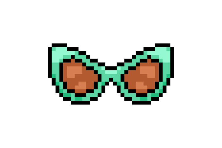 Pixel art stylish glasses graphic design