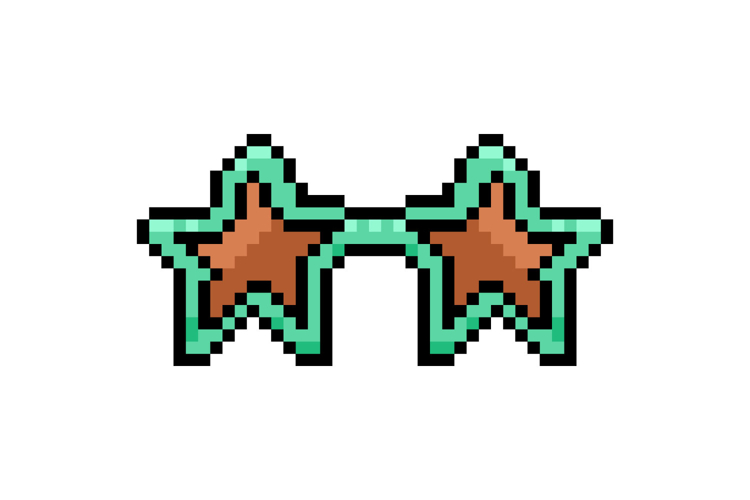 Pixel art stylish glasses graphic isolated
