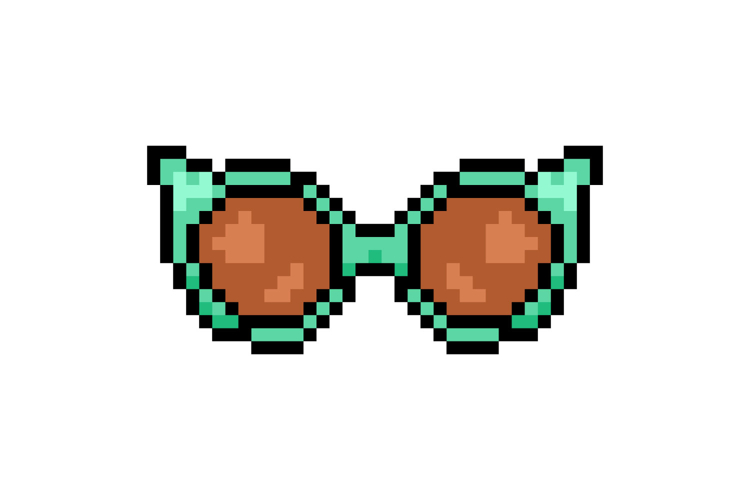 Pixel art stylish glasses graphic vector