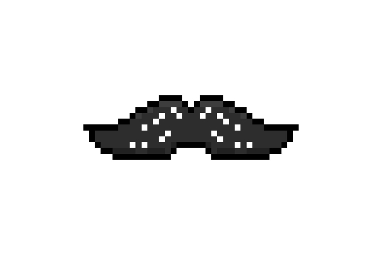 Pixel art stylish moustache facial element design