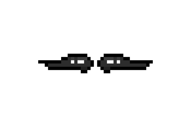 Pixel art stylish moustache facial element graphic