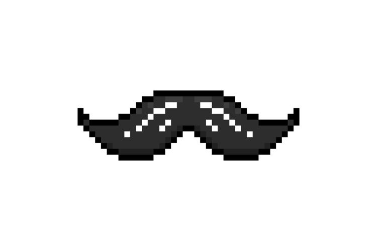 Pixel art stylish moustache graphic concept