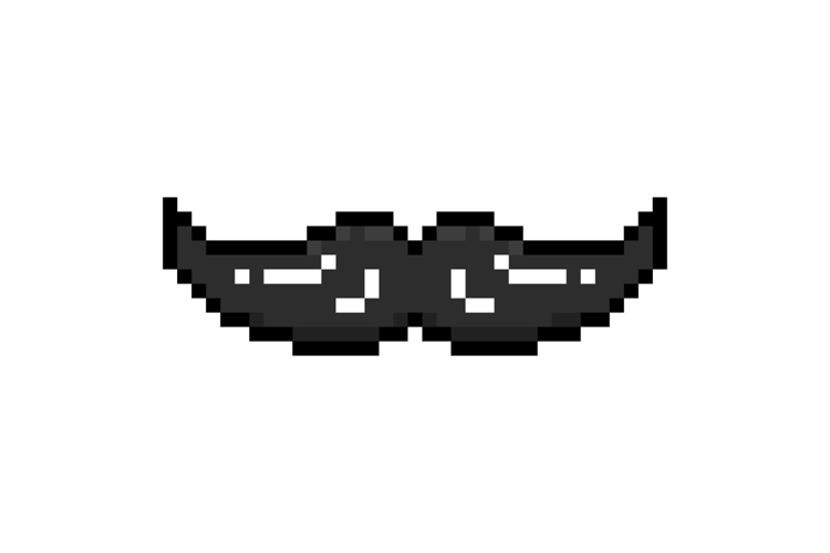 Pixel art stylish moustache graphic isolated