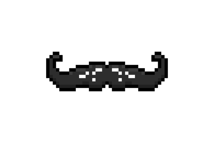 Pixel art stylish moustache graphic vector