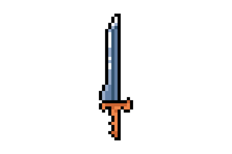 Pixel art sword weapon graphic design element