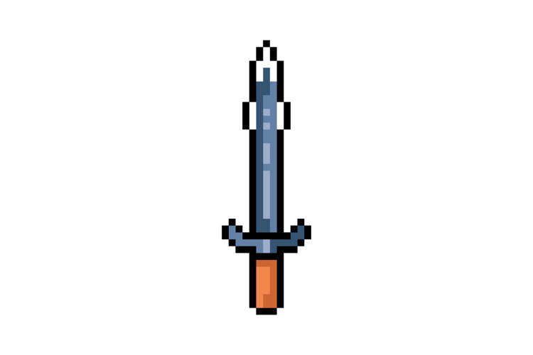 Pixel art sword weapon graphic design illustration
