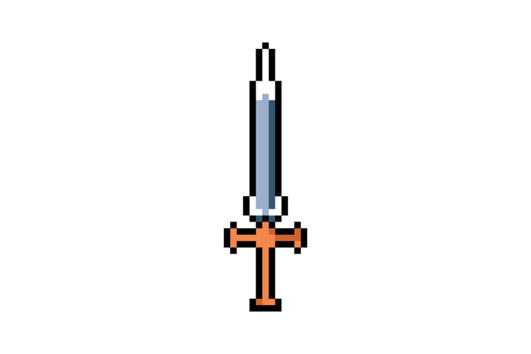 Pixel art sword weapon graphic design vector