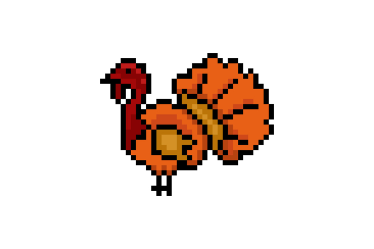 Pixel art thanksgiving clipart isolated