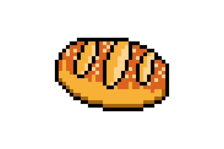 Pixel art toast bread drawing style design