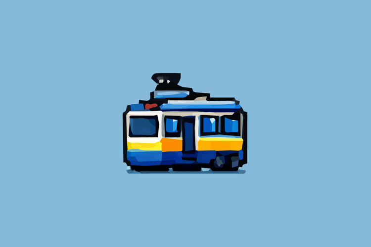 Pixel Art Tram Design Vector