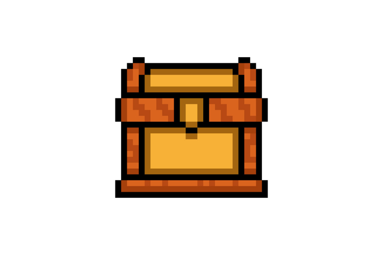 Pixel art treasure chest element object design