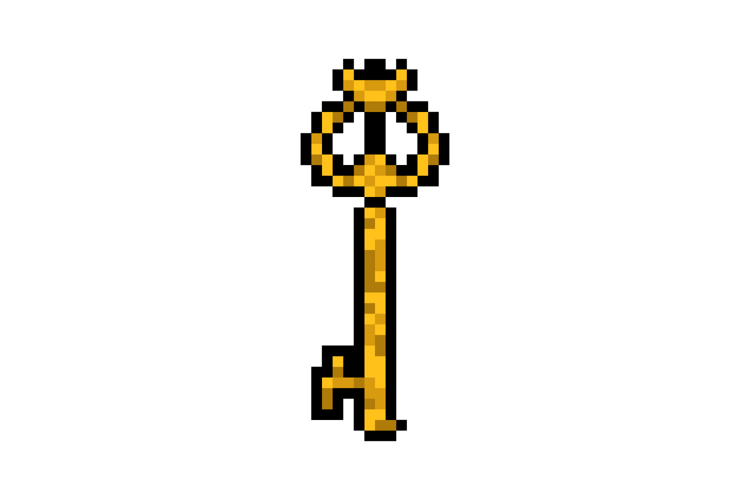 Pixel art vintage key graphic vector