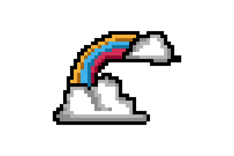 Pixel art weather icon graphic concept