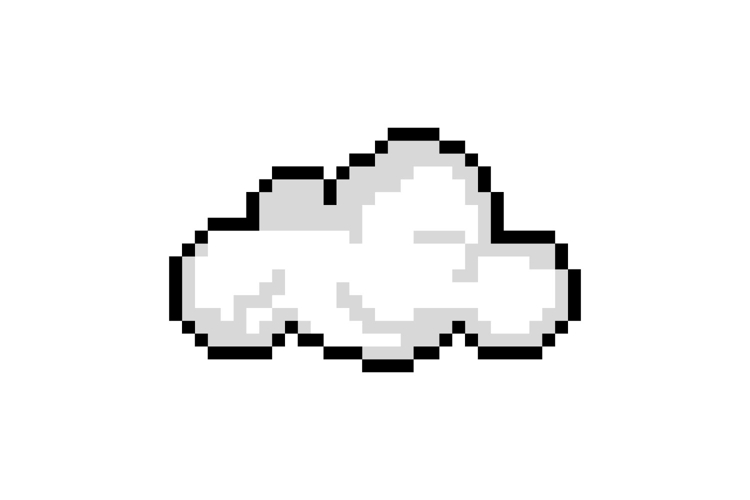Pixel art white cloud graphic design