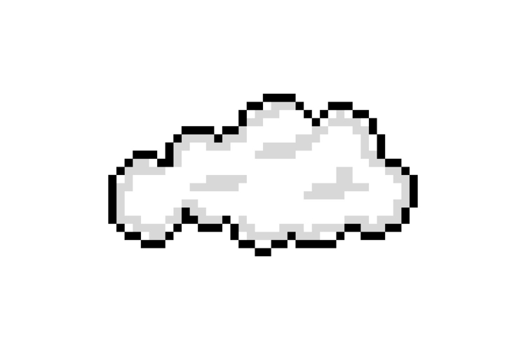 Pixel art white cloud graphic illustration