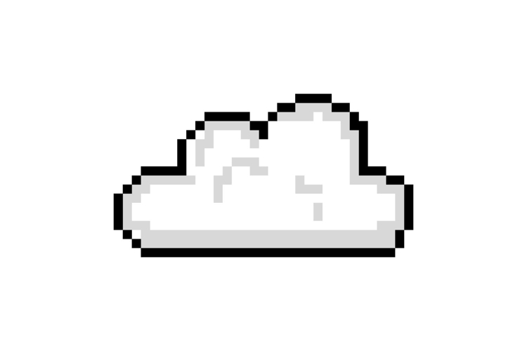Pixel art white cloud graphic isolated