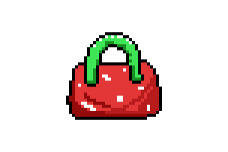 Pixel art woman bag illustration style design