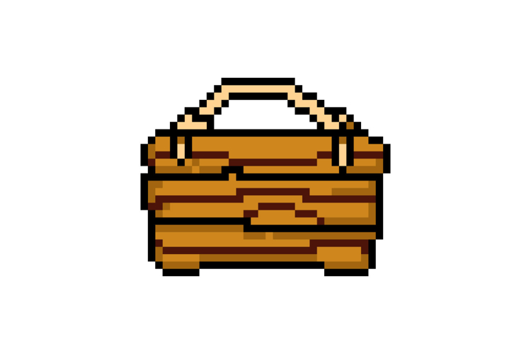 Pixel art wooden board game object element isolated