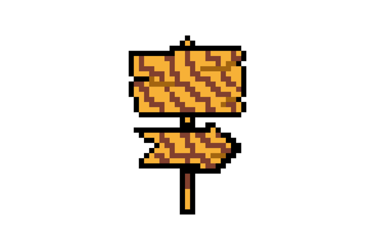 Pixel art wooden board ui game graphic