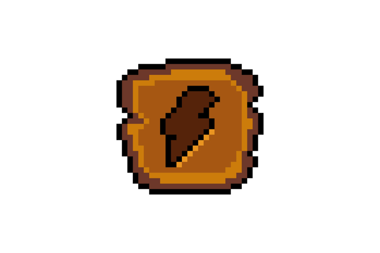 Pixel art wooden energy button icon graphic design vector