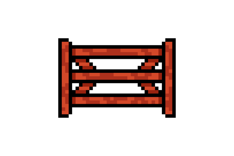 Pixel art wooden fence decoration element object vector