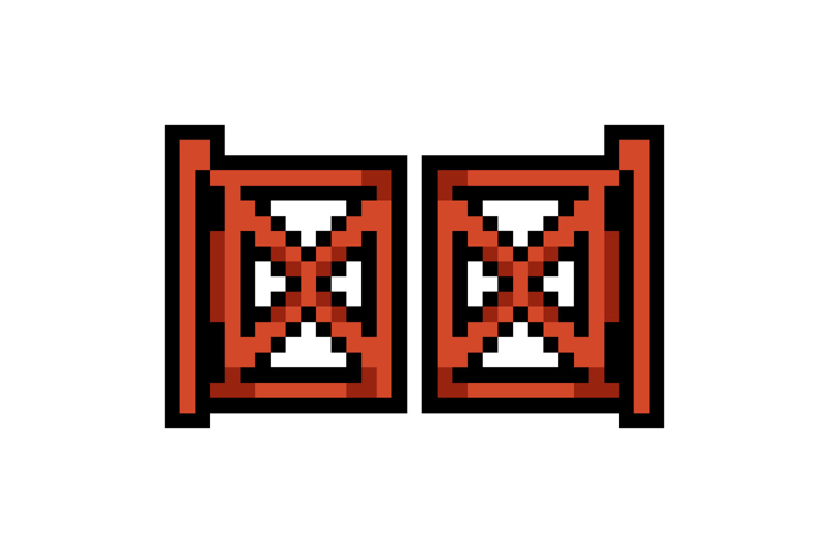 Pixel art yard fence graphic illustration