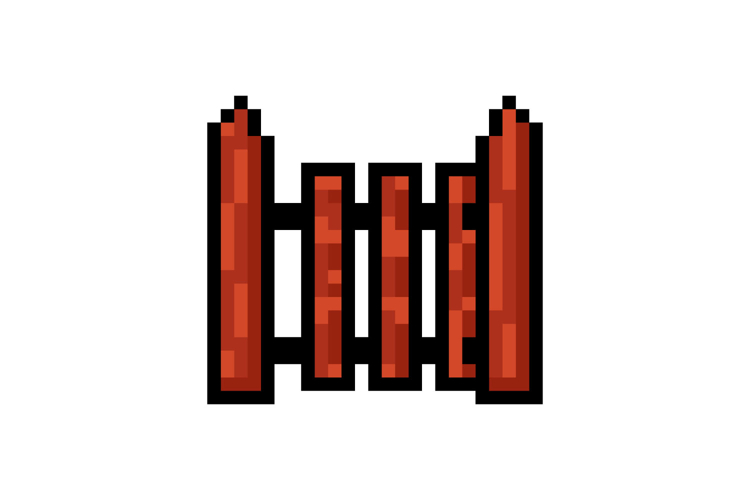 Pixel art yard fence graphic vector