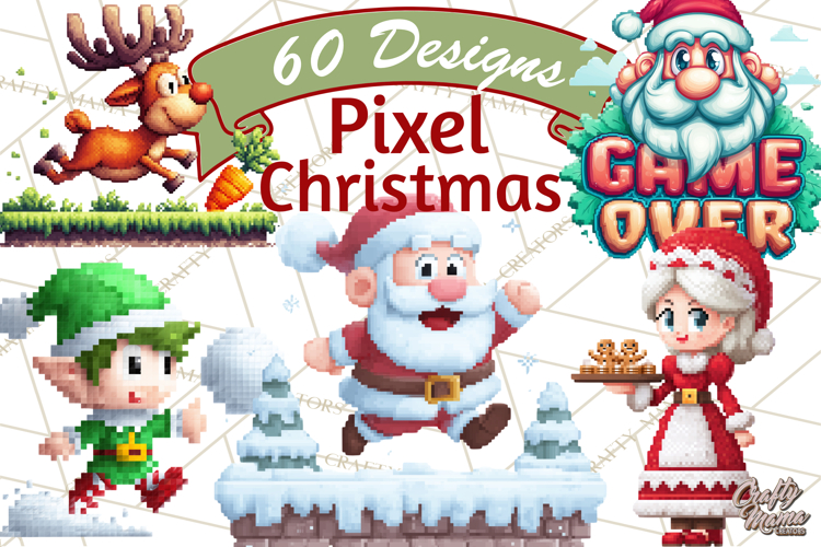 Pixel Christmas Arcade Clipart, Retro Gamer Clip Art