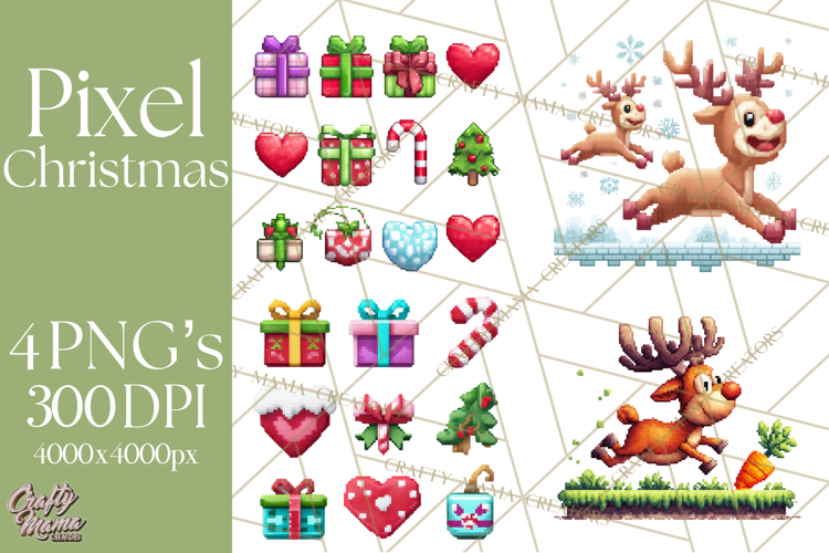 Pixel Christmas Arcade Clipart, Retro Gamer Clip Art