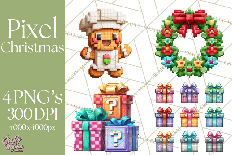 Pixel Christmas Arcade Clipart, Retro Gamer Clip Art