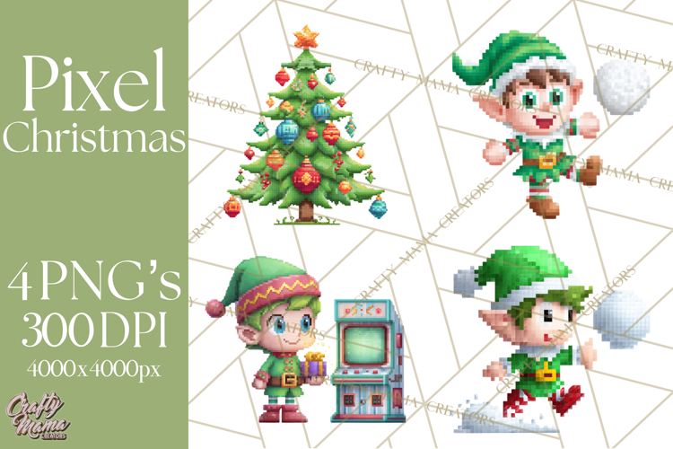 Pixel Christmas Arcade Clipart, Retro Gamer Clip Art