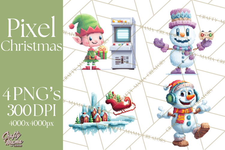 Pixel Christmas Arcade Clipart, Retro Gamer Clip Art