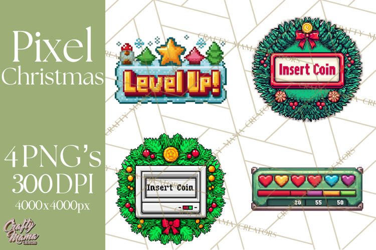 Pixel Christmas Arcade Clipart, Retro Gamer Clip Art