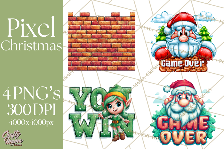 Pixel Christmas Arcade Clipart, Retro Gamer Clip Art