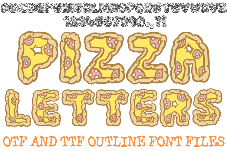 Pizza Letters Alphabet Font Cartoon ABC OTF TTF Type