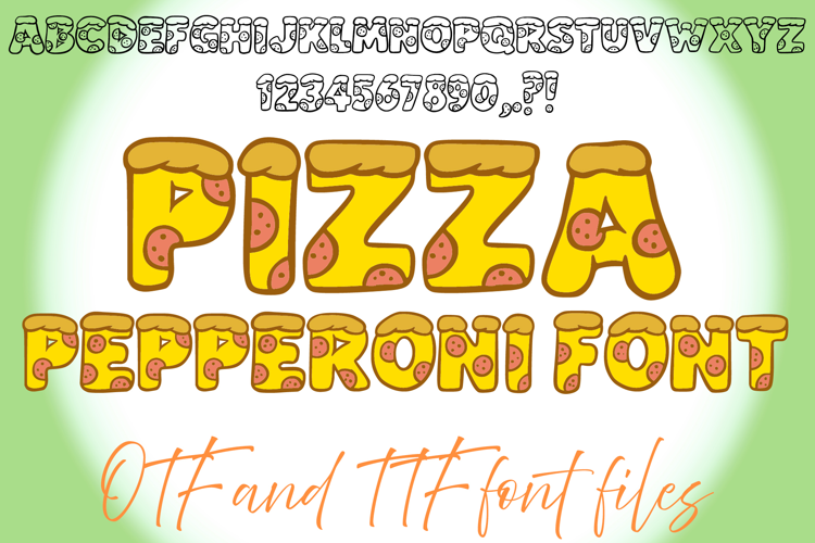 Pizza Pepperoni Typeface Lettering ABC Text Font Slice OTF