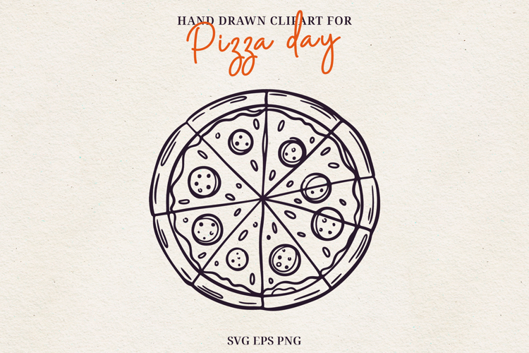 Hand Drawn Pizza Clipart Pizza Illustration SVG PNG EPS