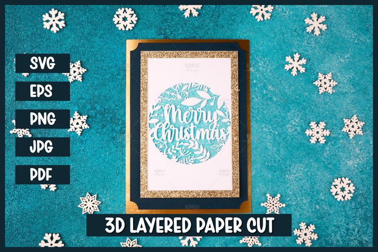 3D Layered Christmas Greeting Paper Cut Card