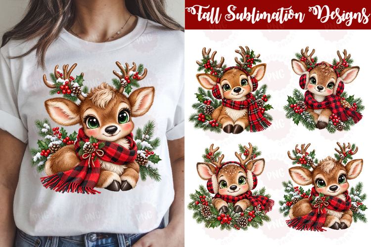 Plaid Christmas Peeking Characters PNG