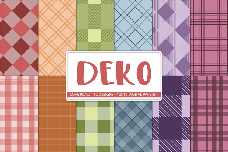 Plaid Digital Paper Pack, Checkered Background Set