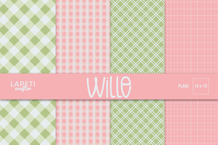 Plaid Pastel Digital Paper | Green & Pink Pastel Backgrounds